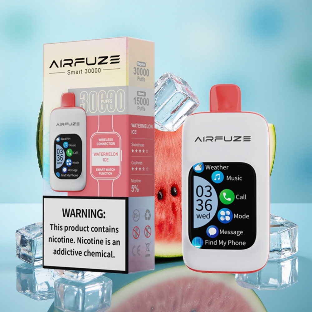 AirFuze Smart 30000 Puffs Pod Desechable con Pantalla TFT 201\ 5 Nicotina 900mAh Tipo-C Sabor Sandía Helada