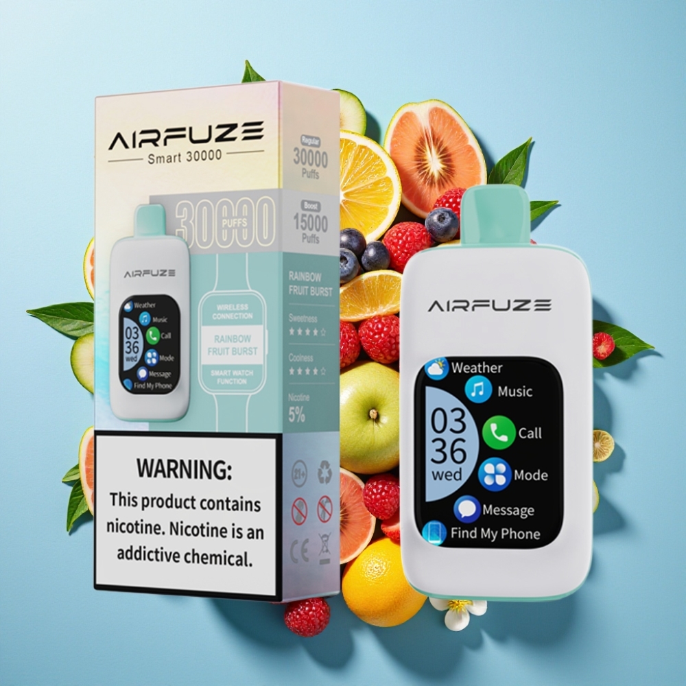 AirFuze Smart 30000 Puffs Pod Desechable con Pantalla Táctil 201\ y Sabor Explosión Frutal Arcoíris