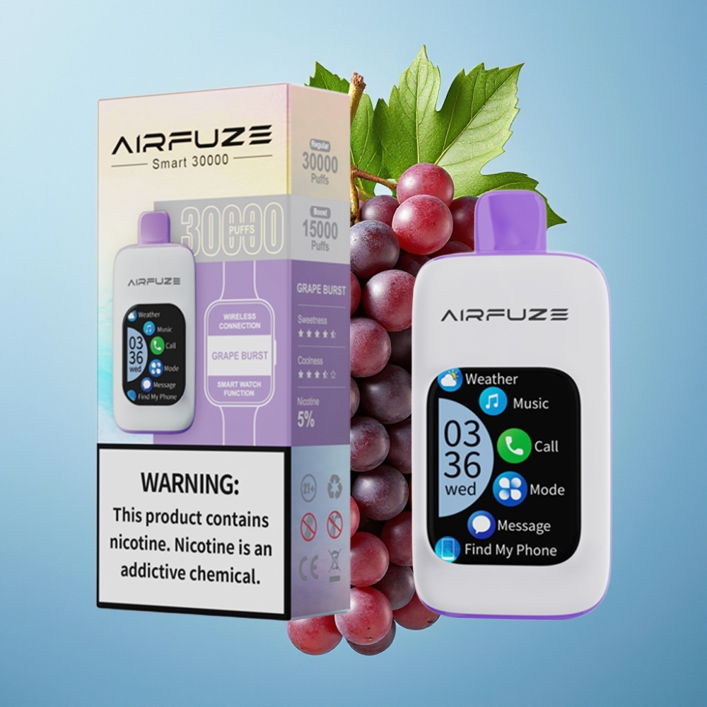 AirFuze Smart 30000 Puffs TFT Táctil 5 Nicotina 900mAh Tipo-C Uva Explosiva
