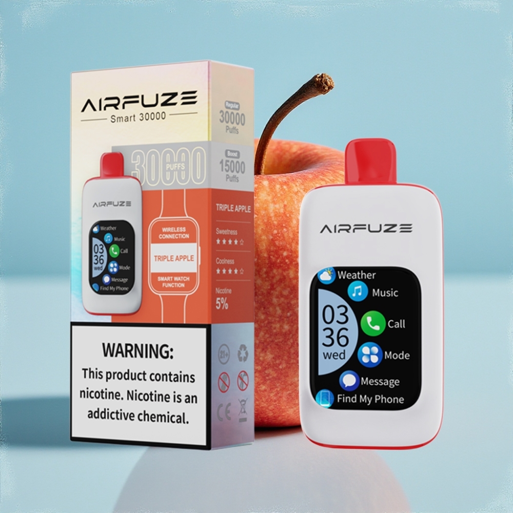 AirFuze Smart Triple Manzana 30000 Puffs 5 Nicotina 900mAh Tipo-C