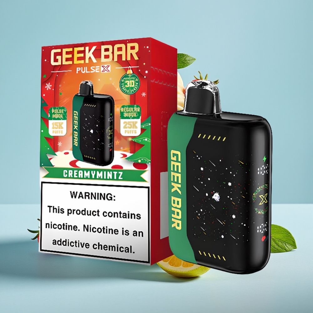 Geek Bar Pulse X 25000 Caladas Hasta 18mL Pantalla 3D USB Tipo-C Doble Malla Navidad