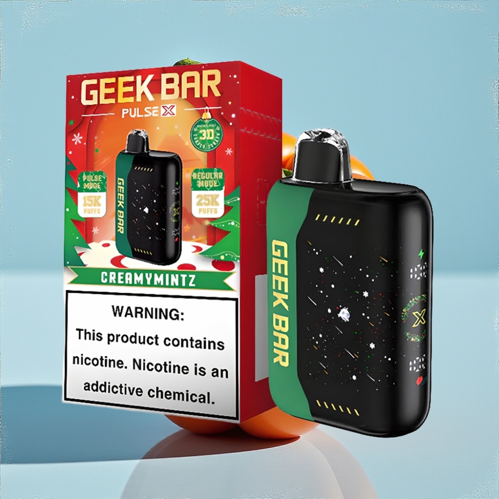Geek Bar Pulse X 25000 Caladas Hasta 18mL Pantalla 3D USB Tipo-C Doble Malla Navidad