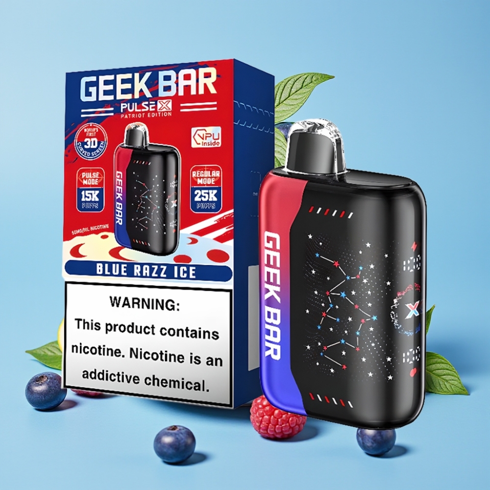 Geek Bar Pulse X 25000 Puffs 18mL Pantalla 3D USB-C Doble Malla Edición Patriota