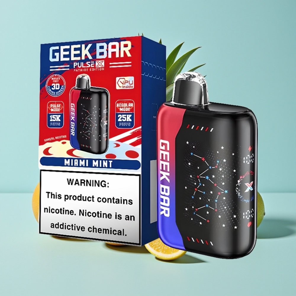 Geek Bar Pulse X 25000 Puffs 18mL Pantalla 3D USB-C Doble Malla Edición Patriota