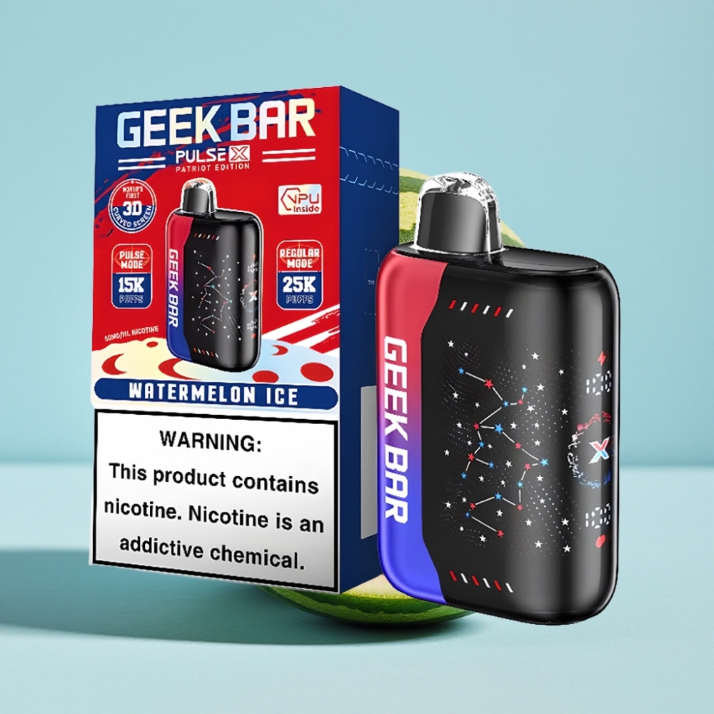 Geek Bar Pulse X 25000 Puffs 18mL Pantalla 3D USB-C Doble Malla Edición Patriota