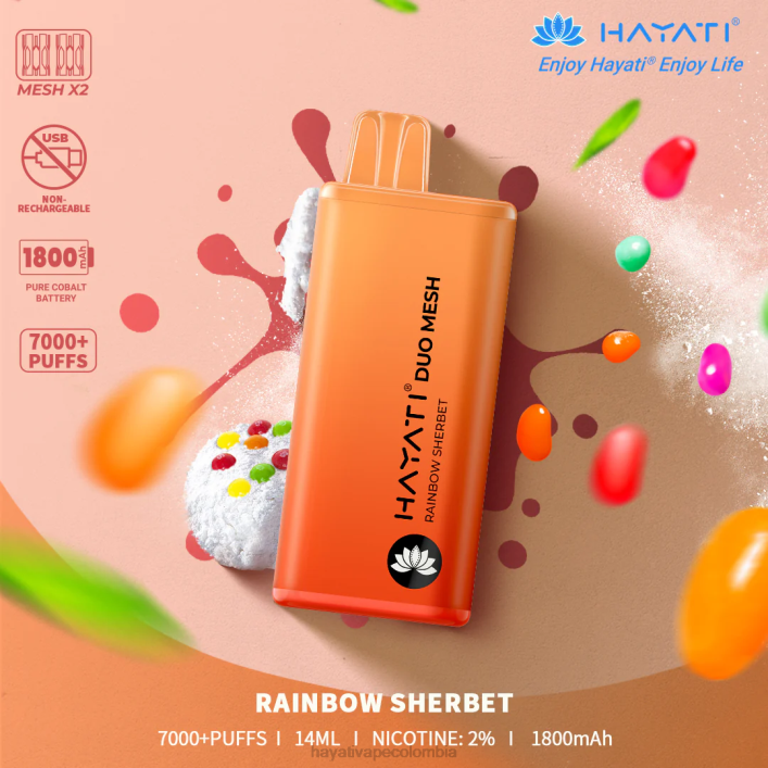 Hayati Colombia - 0NLV177 Hayati Duo Mesh desechable sorbete arcoiris