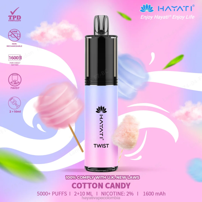 Hayati Colombia - 0NLV67 Hayati Twist desechable algodón de azúcar