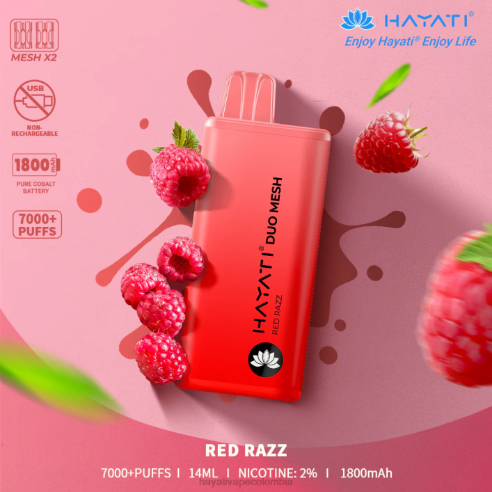 Hayati flavour list - 0NLV179 Hayati Duo Mesh desechable razz rojo
