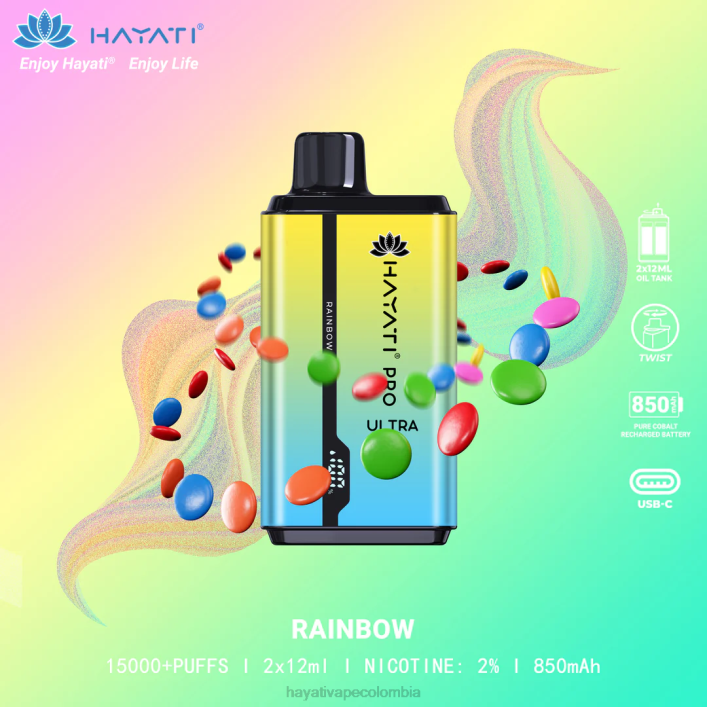 Hayati flavour list - 0NLV209 Hayati Pro Ultra desechables 15000 inhalaciones arcoíris