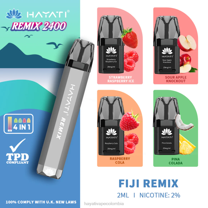 Hayati flavour vapes - 0NLV53 Hayati Remix sistema de cápsulas precargadas 2400 inhalaciones remezcla de fiji