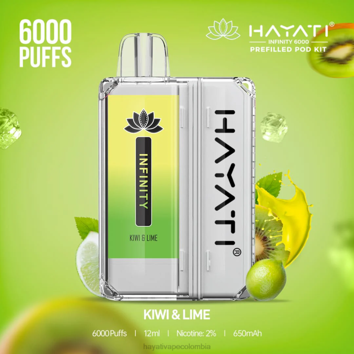 Hayati flavours Colombia - 0NLV152 Hayati Infinity 6000 kits de cápsulas kiwi y lima