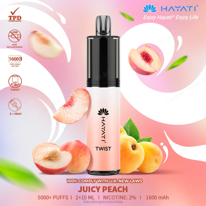 Hayati flavours Colombia - 0NLV72 Hayati Twist desechable Durazno jugoso