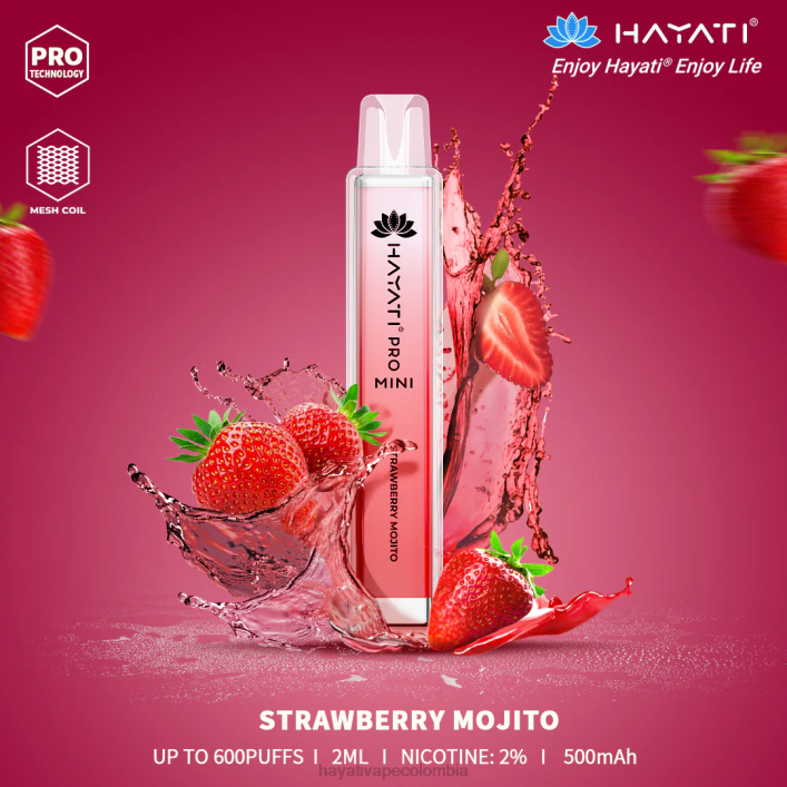 Hayati vape Colombia - 0NLV21 Hayati Pro Mini desechable mojito de fresa