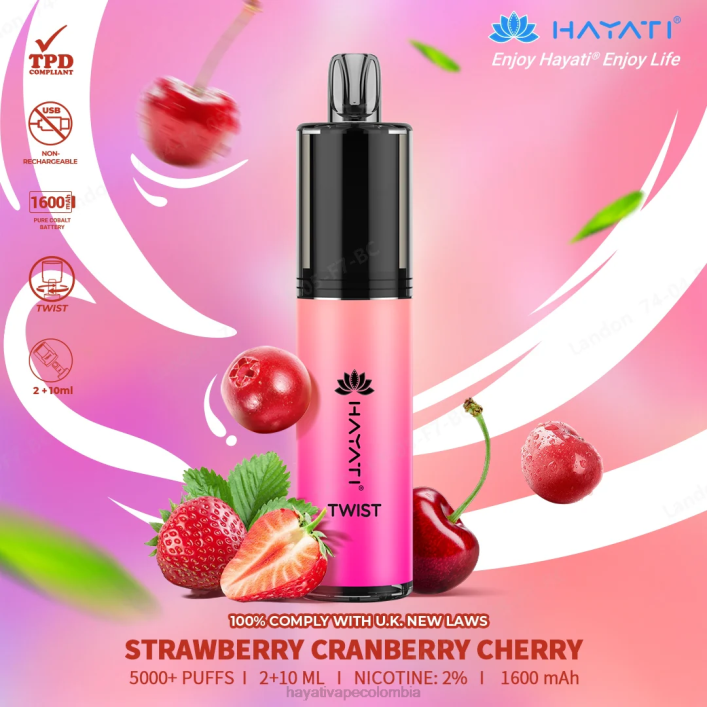 Hayati vape Colombia - 0NLV81 Hayati Twist desechable fresa arándano cereza