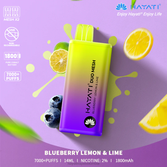 Hayati vape liquid - 0NLV165 Hayati Duo Mesh desechable arándano limón y lima