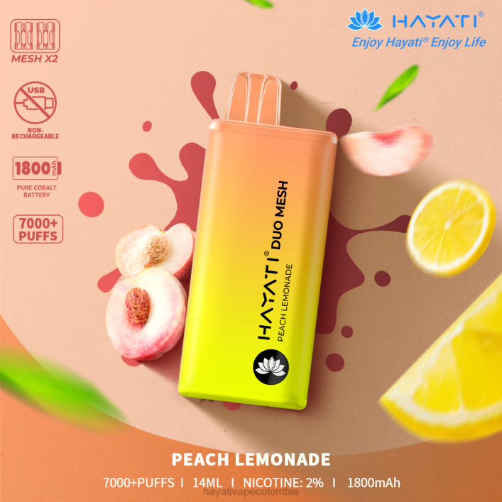 Hayati vape liquid - 0NLV175 Hayati Duo Mesh desechable limonada de durazno