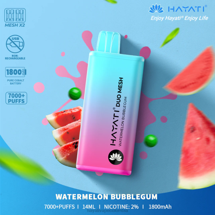 Hayati vape liquid - 0NLV185 Hayati Duo Mesh desechable chicle de sandía