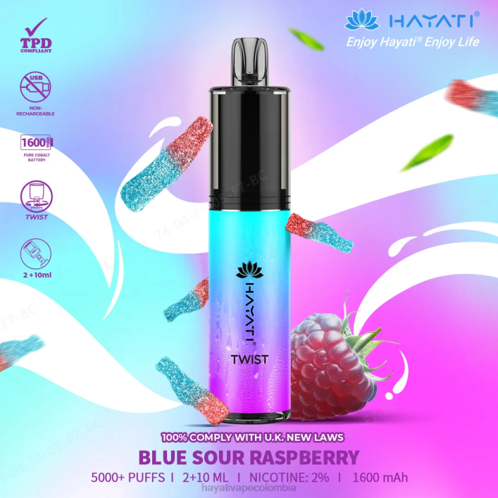 Hayati vape liquid - 0NLV65 Hayati Twist desechable frambuesa agria azul