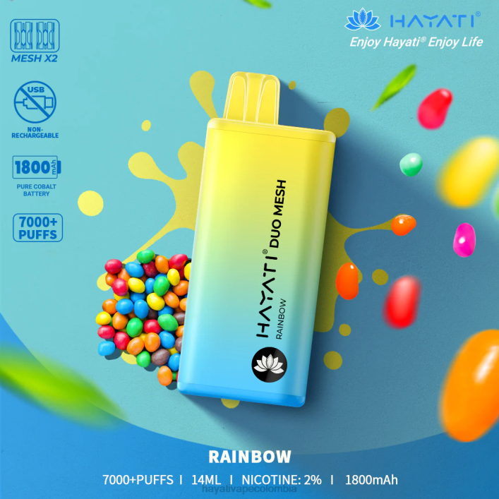 Hayati vape near me - 0NLV176 Hayati Duo Mesh desechable arcoíris