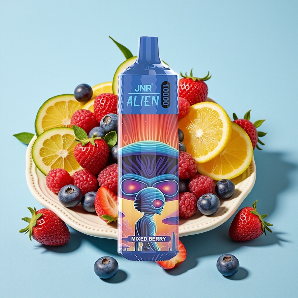 JNR Alien 10000 Puffs 850mAh 20ml Carga Rápida Type-C Diseño Deportivo LED Frutos Mixtos
