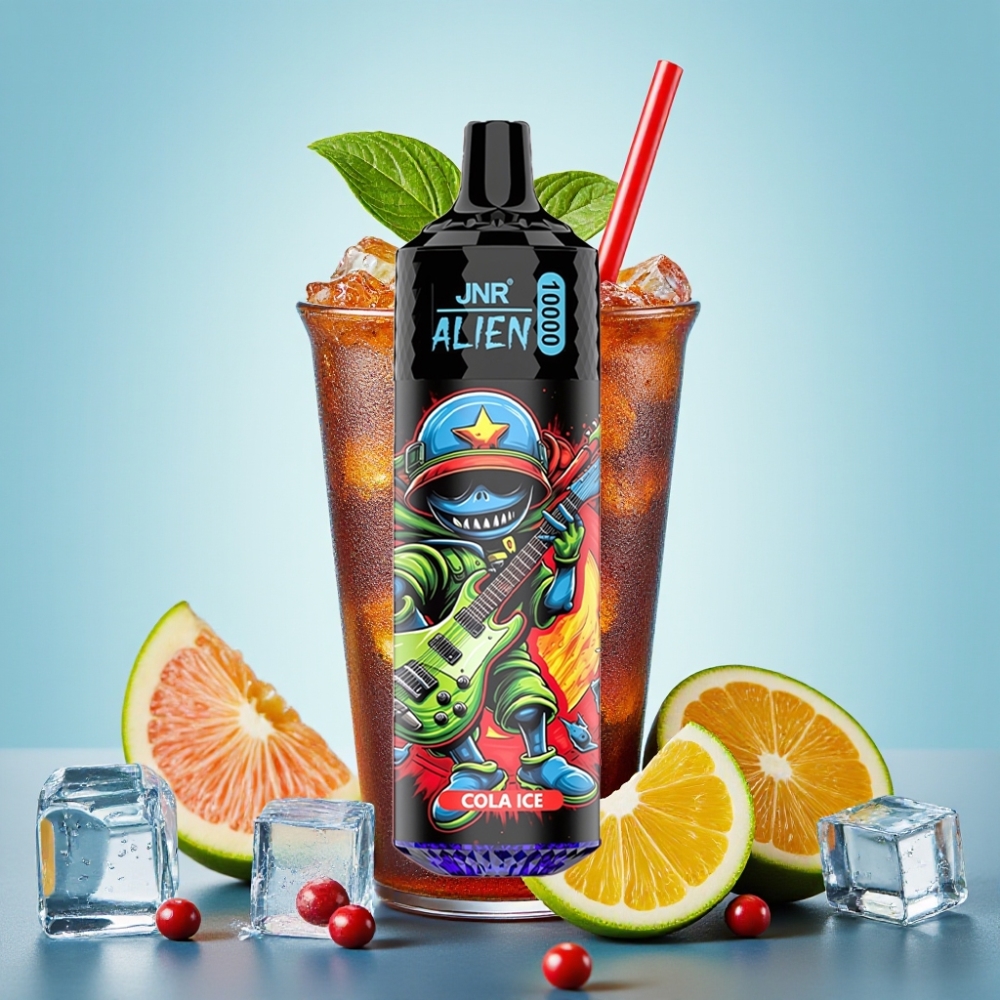 JNR Alien 10000 Puffs 850mAh 20ml Carga Rápida Type-C Diseño Deportivo LED RGB Sabor Cola Helada