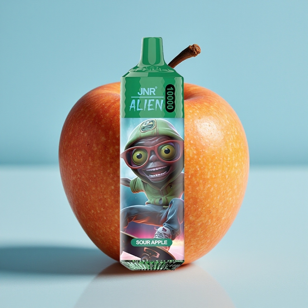 JNR Alien 10000 Puffs 850mAh 20ml Carga Rápida Type-C Diseño Deportivo LED RGB Sabor Manzana Ácida