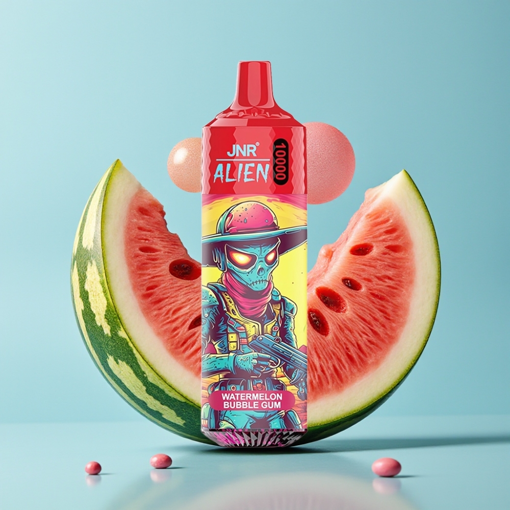 JNR Alien 10000 Puffs 850mAh 20ml Carga Rápida Type-C LED RGB Sabor Chicle de Sandía