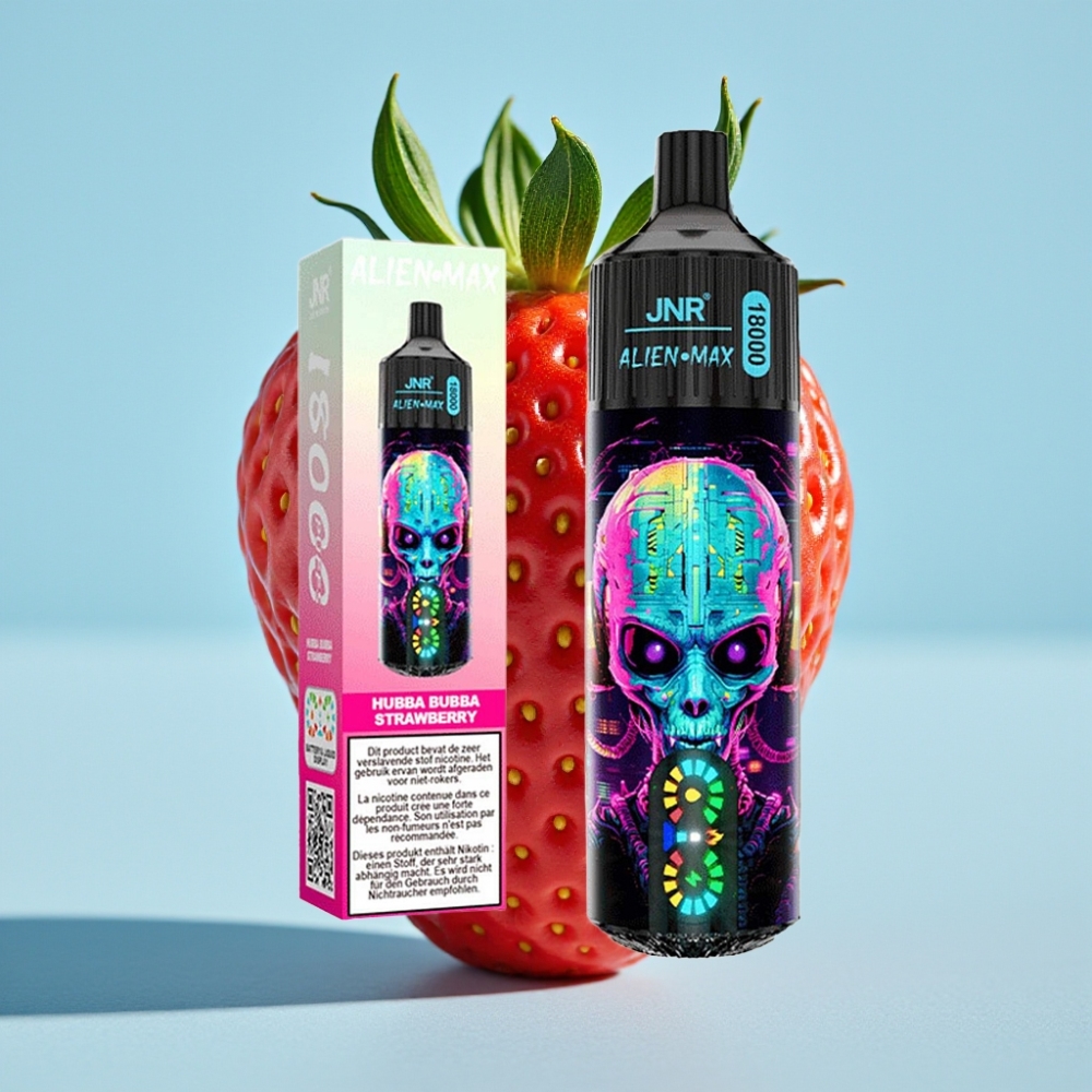 JNR Alien Max 18000 Puffs con Pantalla LED Doble Bobina 28ml Sabor Fresa Hubba Bubba