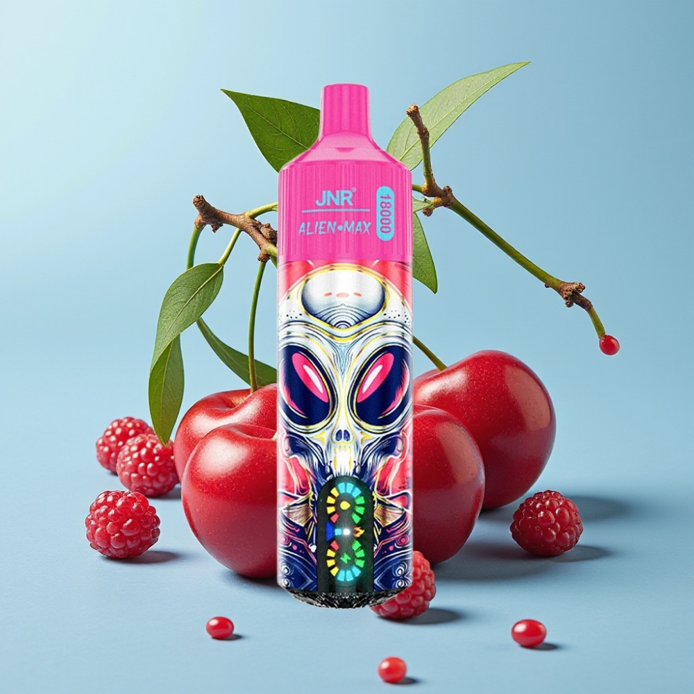 JNR Alien Max 18000 Puffs con Pantalla LED Doble Bobina Mesh y Sabor Cereza Berry