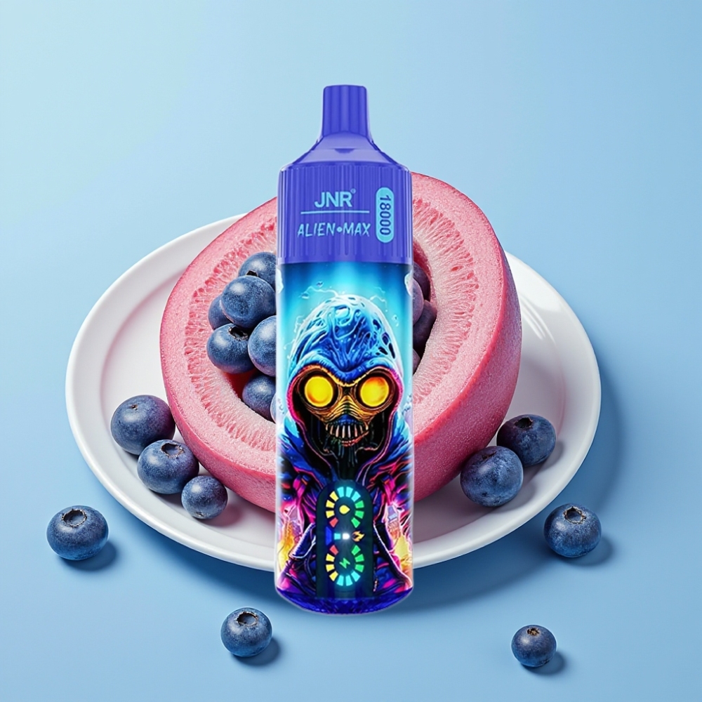 JNR Alien Max 18000 Puffs con Pantalla LED Doble Malla 28ml Carga Rápida Type-C Sabor Chicle de Arándano