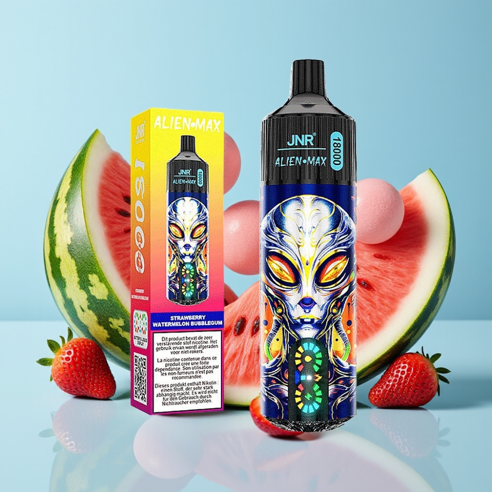 JNR Alien Max 18000 Puffs con Pantalla LED Doble Malla 28ml Sabor Fresa Sandía Chicle