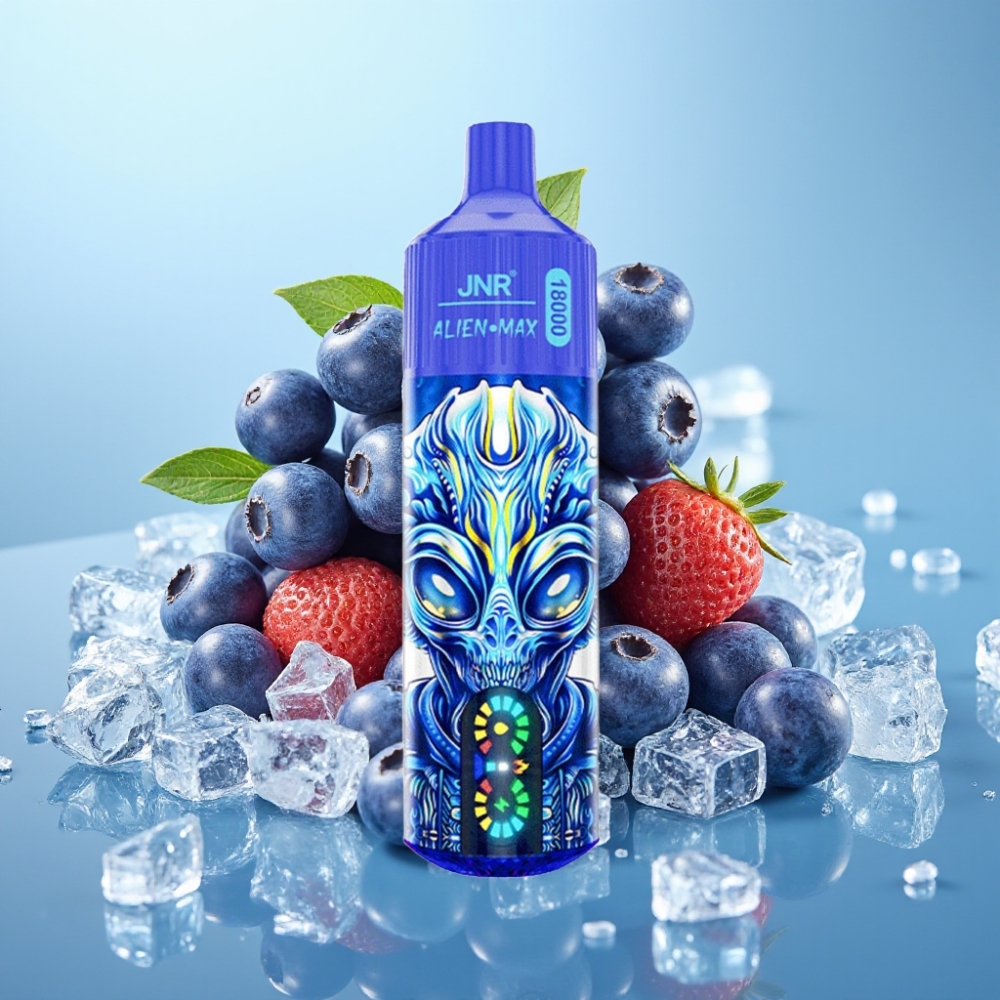 JNR Alien Max 18000 Puffs con Pantalla LED Inteligente Doble Bobina Mesh y Sabor Arándano con Hielo