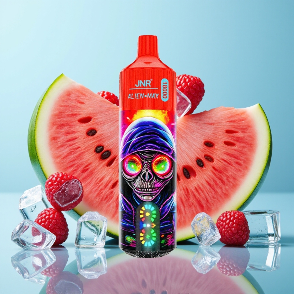 JNR Alien Max 18000 Puffs con Pantalla LED Inteligente Doble Malla y Doble Núcleo 28ml Sabor Frambuesa Sandía Helada