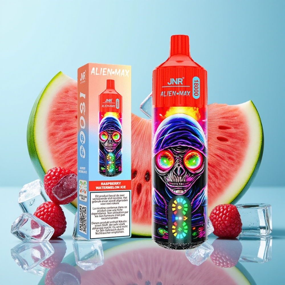 JNR Alien Max 18000 Puffs con Pantalla LED Inteligente Doble Malla y Doble Núcleo 28ml Sabor Frambuesa Sandía Helada