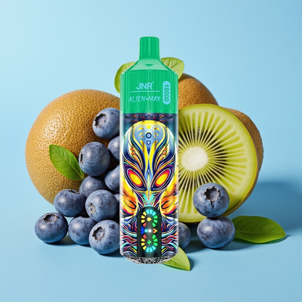 JNR Alien Max 18000 Puffs con Pantalla LED Inteligente Doble Malla y Sabor Arándano Kiwi