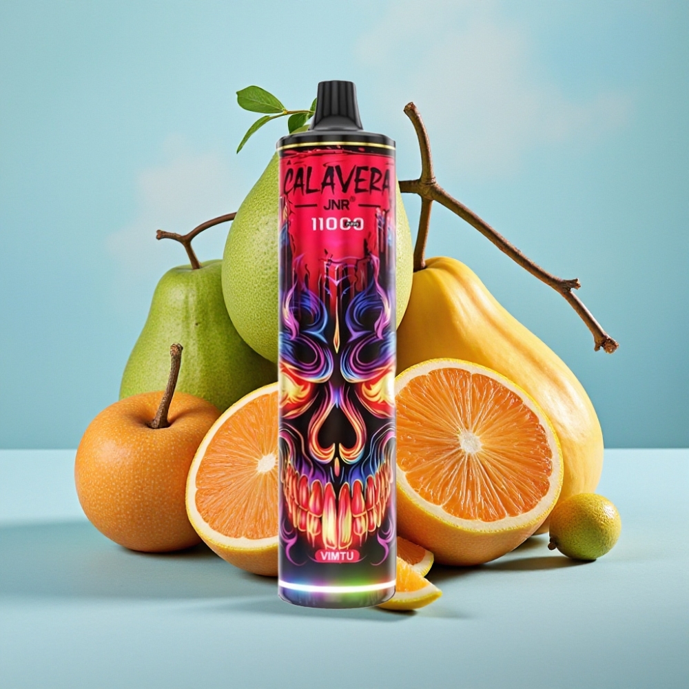 JNR Calavera 11000 Puffs Vape Desechable con Puerto Type-C Batería 850mAh 21ml E-Líquido Bobina Mesh 10ohm Sabor Vimtu