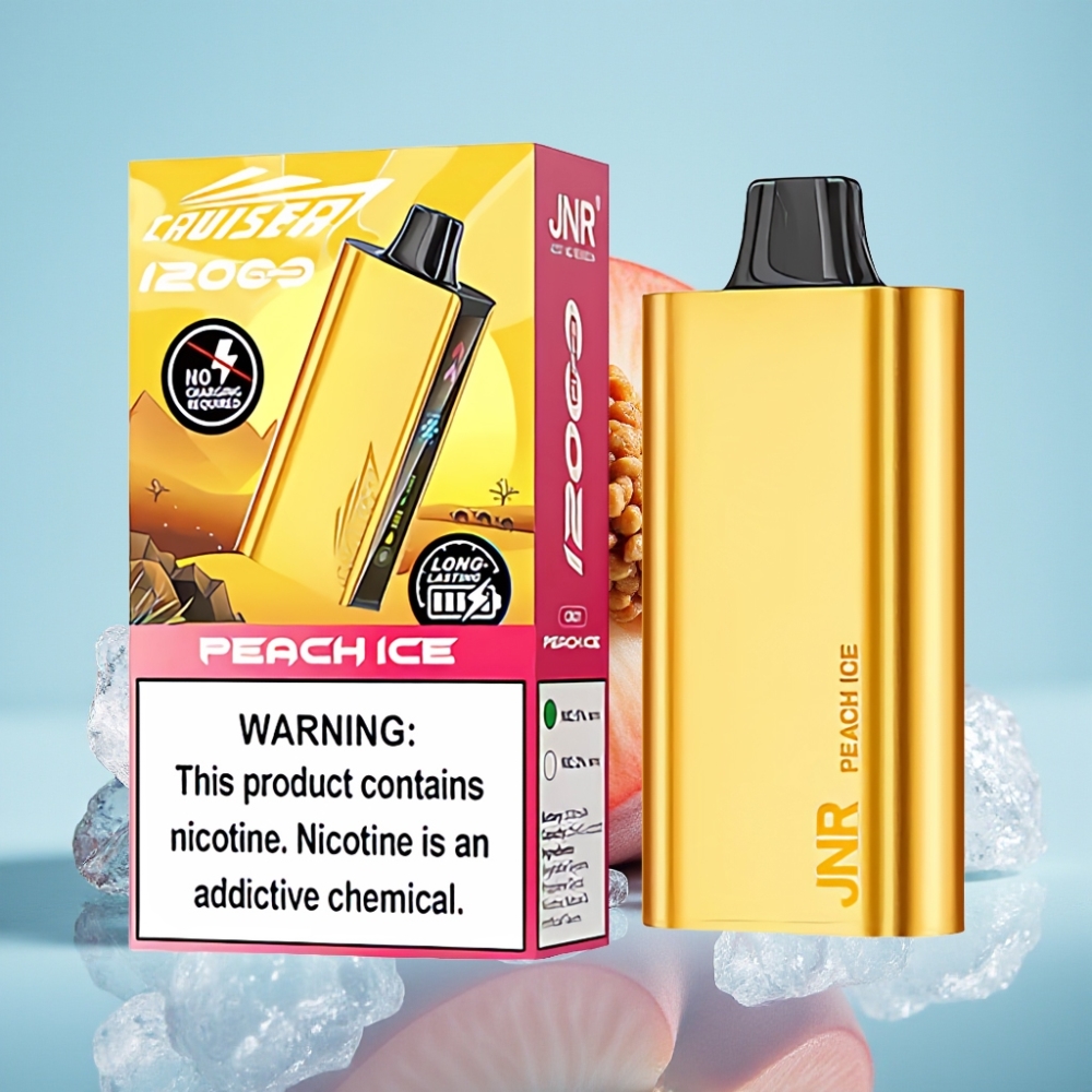 JNR Cruiser Vape Desechable Sin Carga 12000 Puffs 3500mAh Dura-Aluminio Melocotón Hielo