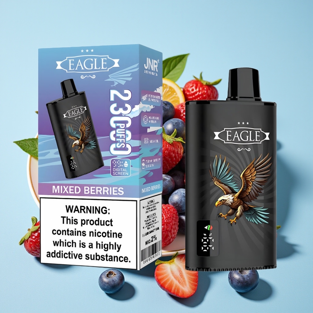 JNR EAGLE Smart 23000 Puffs Vape Desechable con Pantalla Digital Bobina Mesh 10ohm Aire Ajustable Batería 750mAh Sabor Frutas Mixtas