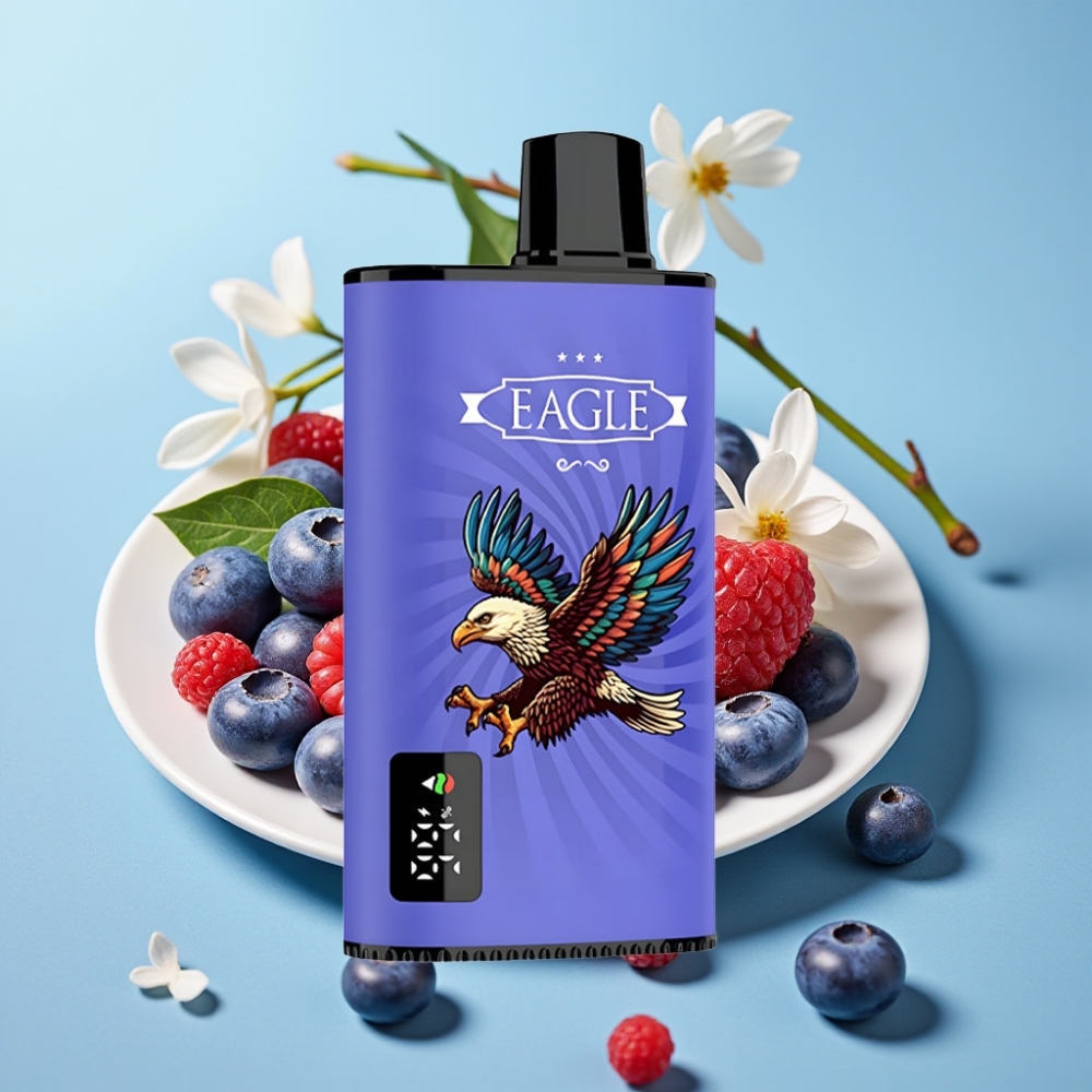 JNR EAGLE Smart 23000 Puffs Vape Desechable con Pantalla Digital Bobina Mesh 10ohm Aire Ajustable Sabor Arándano Frambuesa Cereza