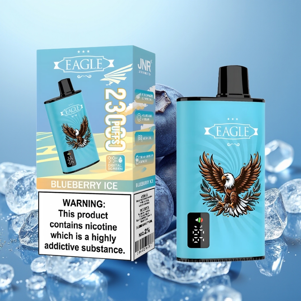 JNR EAGLE Smart 23000 Puffs Vape Desechable con Pantalla Digital Bobina Mesh 10ohm Aire Ajustable Sabor Arándano Hielo