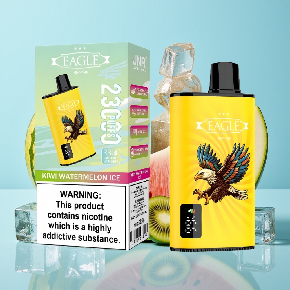JNR EAGLE Smart 23000 Puffs Vape Desechable con Pantalla Digital Bobina Mesh 10ohm Aire Ajustable Sabor Kiwi Sandía Helada