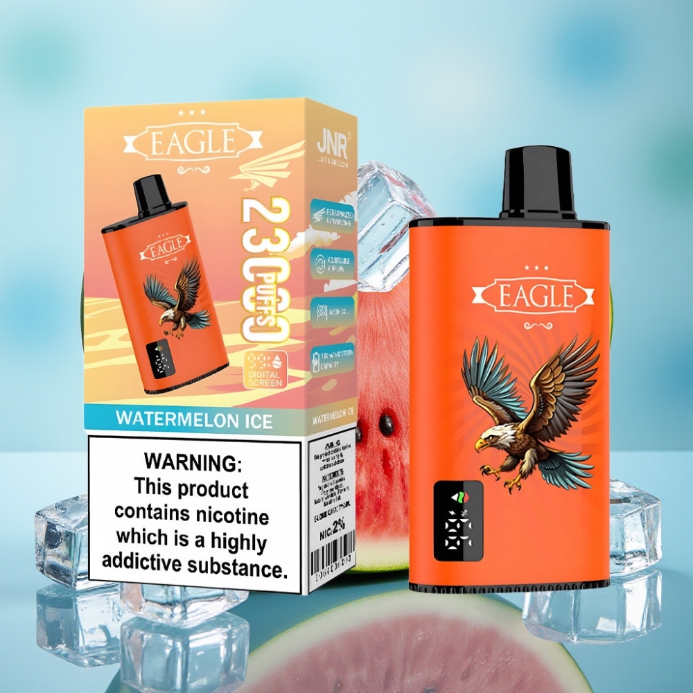 JNR EAGLE Smart 23000 Puffs Vape Desechable con Pantalla Digital Bobina Mesh 10ohm Aire Ajustable Sabor Sandía Helada