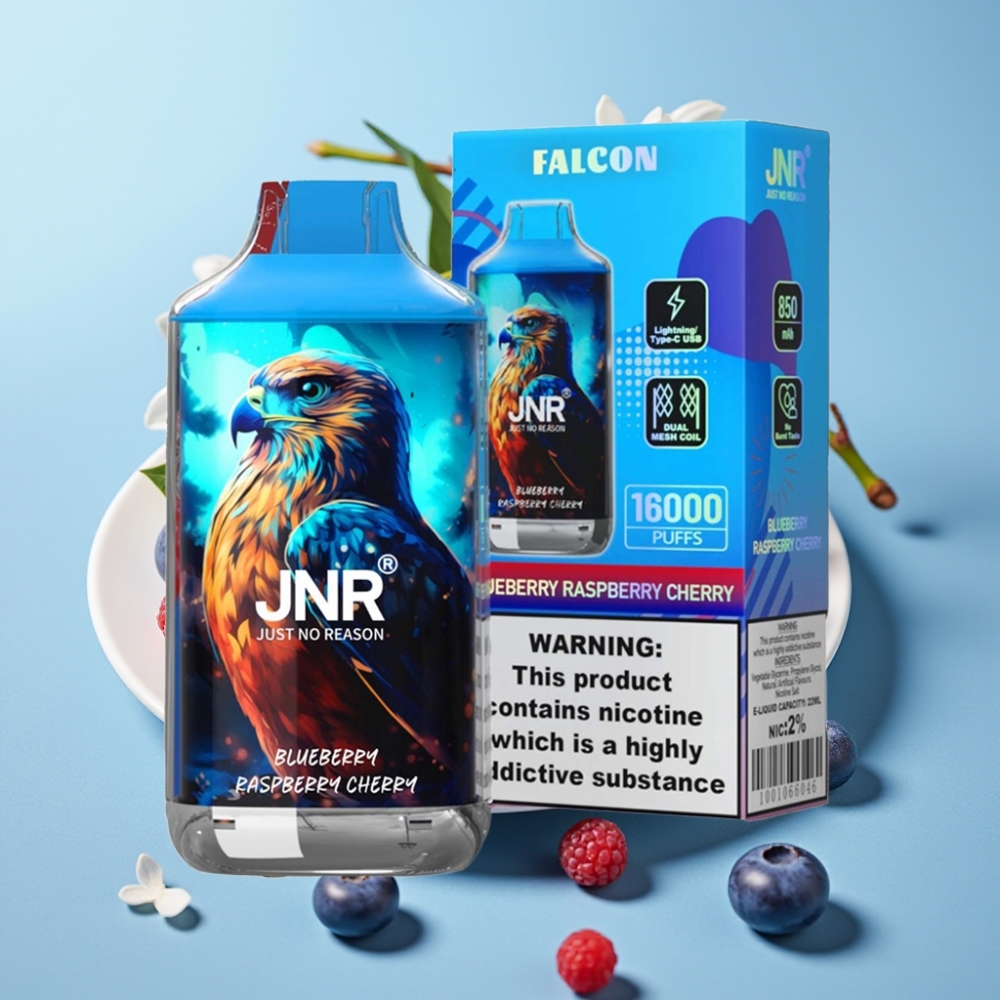 JNR Falcon 16000 Puffs 850mAh 22ml Doble Malla Arándano Frambuesa Cereza