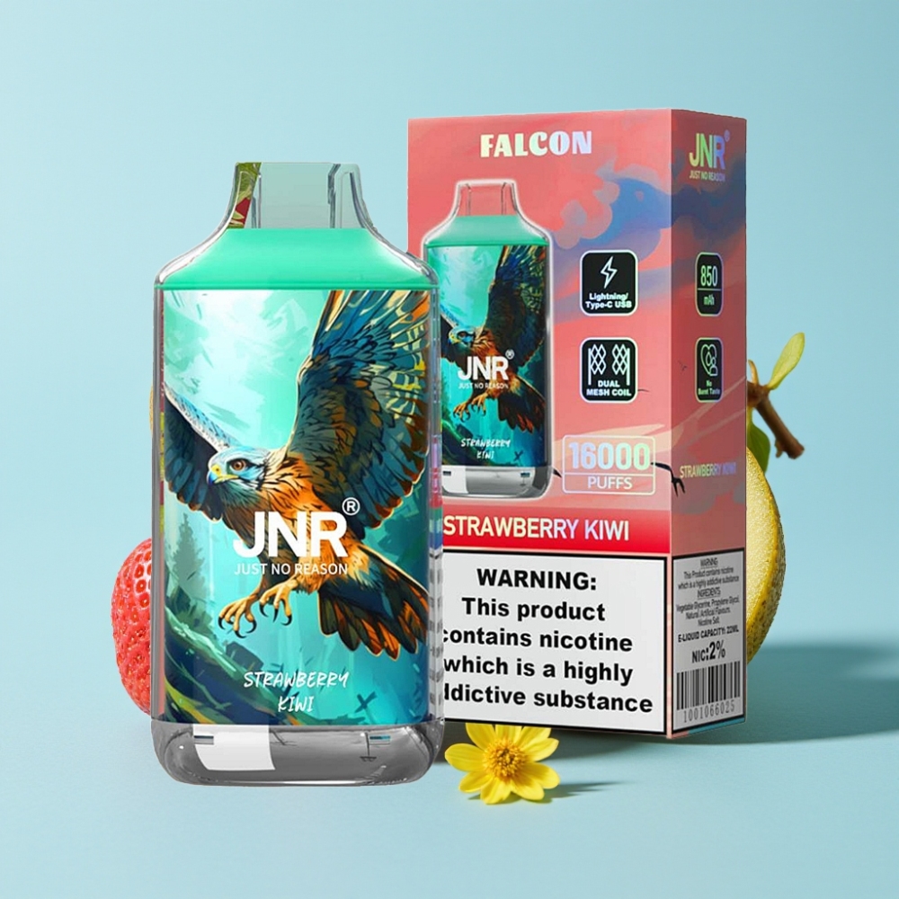 JNR Falcon 16000 Puffs 850mAh 22ml Doble Malla Fresa Kiwi