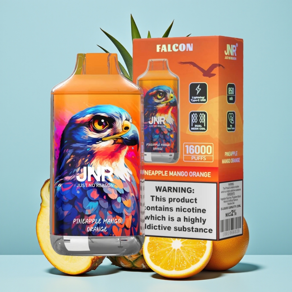 JNR Falcon 16000 Puffs 850mAh 22ml Dual Mesh Coil Piña Mango Naranja