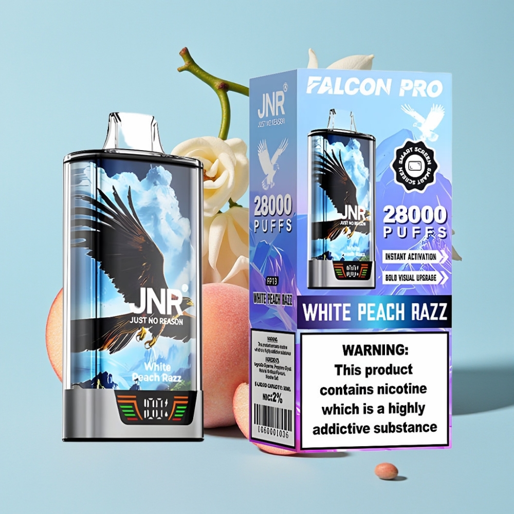 JNR Falcon Pro 30ml 28000 Puffs 5 Nicotina Durazno Blanco Razz