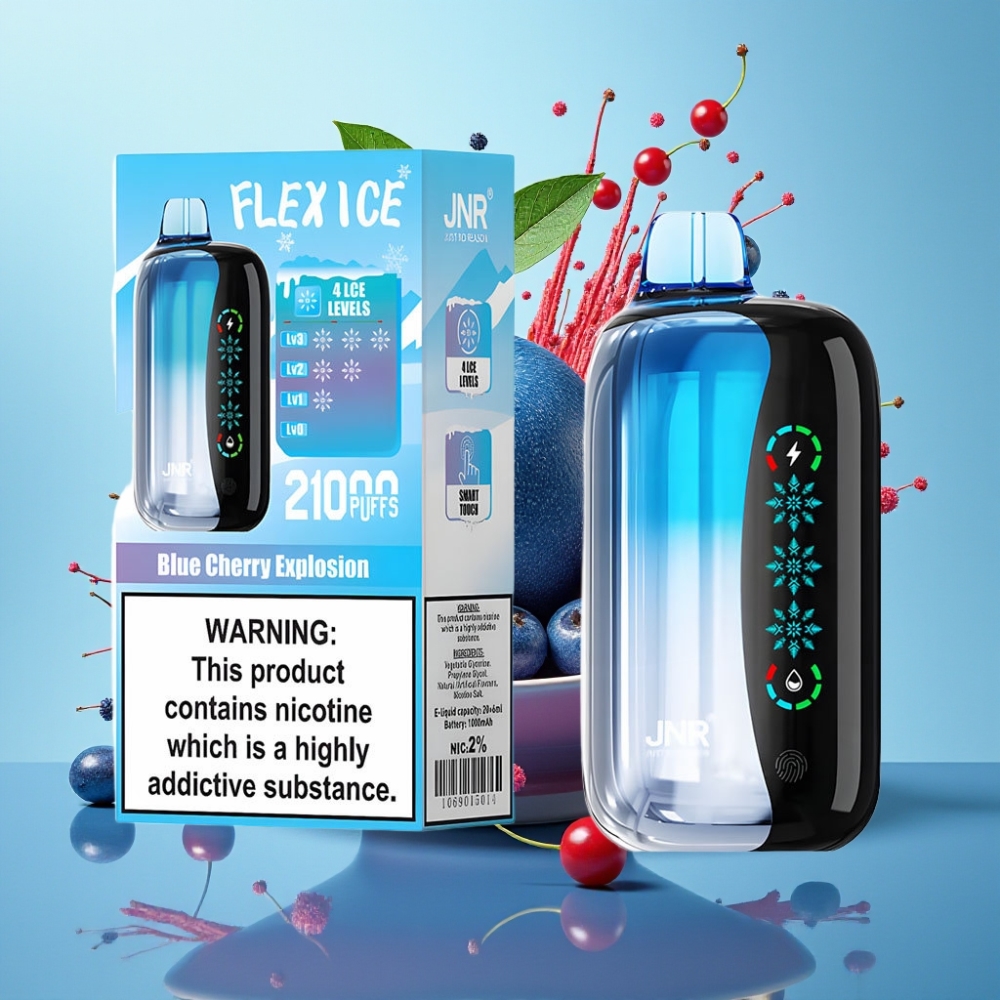 JNR Flex Ice 21000 Puffs 26ml Pantalla Táctil Aire Ajustable Explosión Cereza Azul
