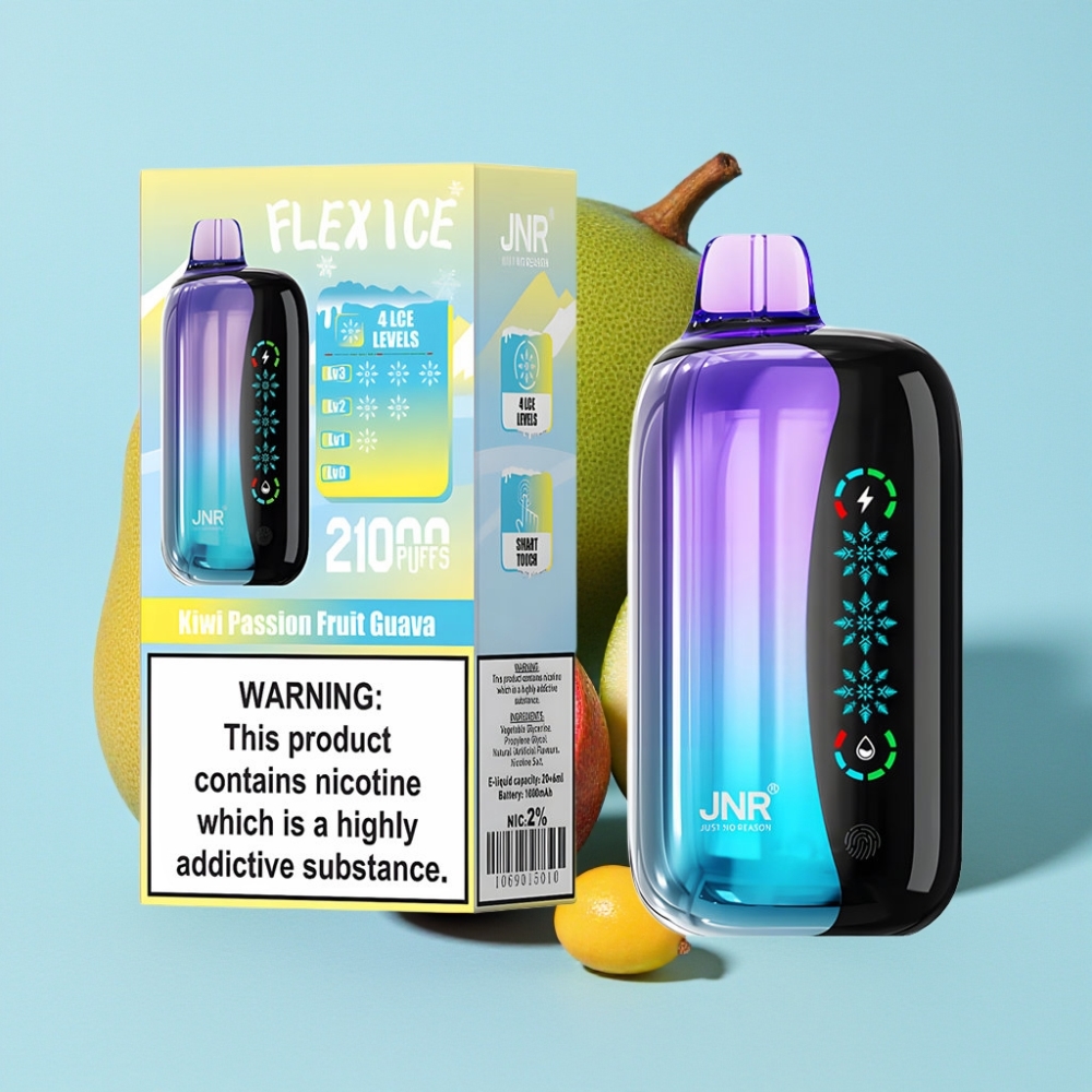 JNR Flex Ice 21000 Puffs Vaporizador Desechable Aire Ajustable Pantalla Táctil Sabor Kiwi Maracuyá Guayaba