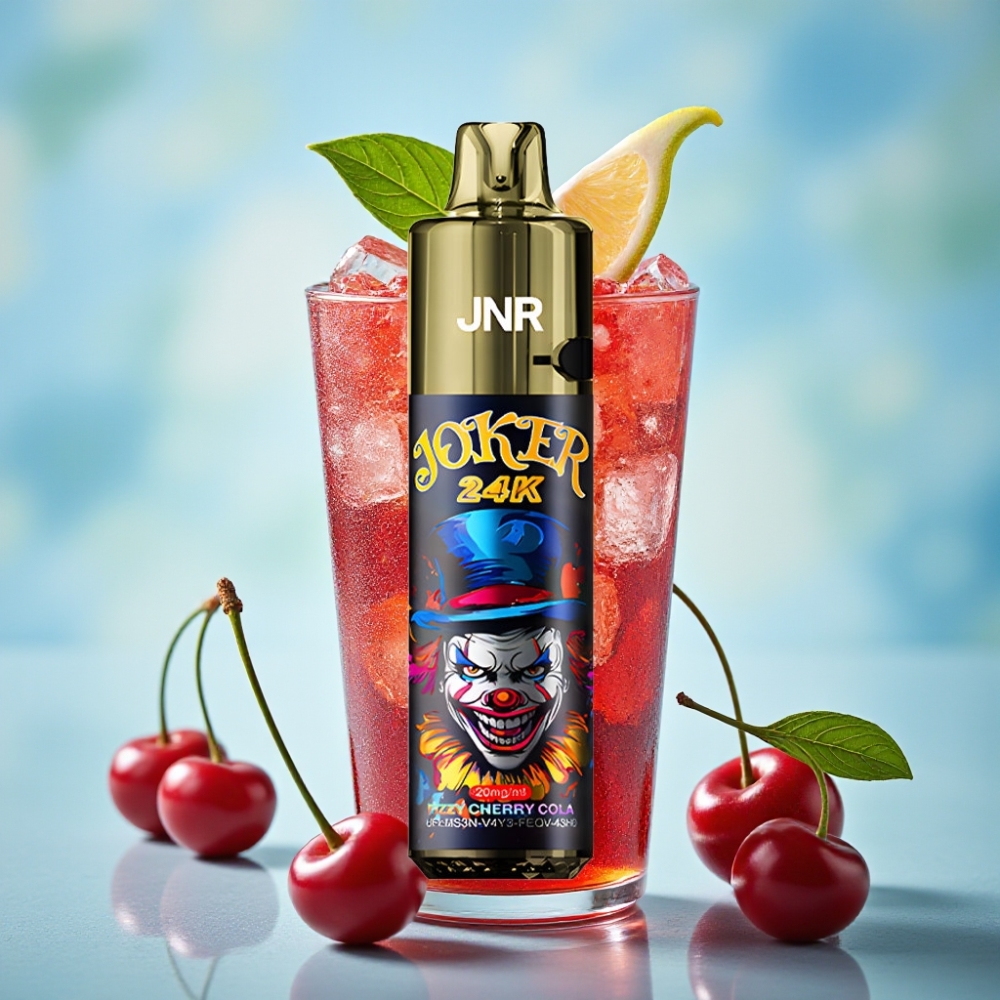 JNR Joker 24K Puffs Recargable con Luz Multicolor y Sabor Cereza Cola Fizz