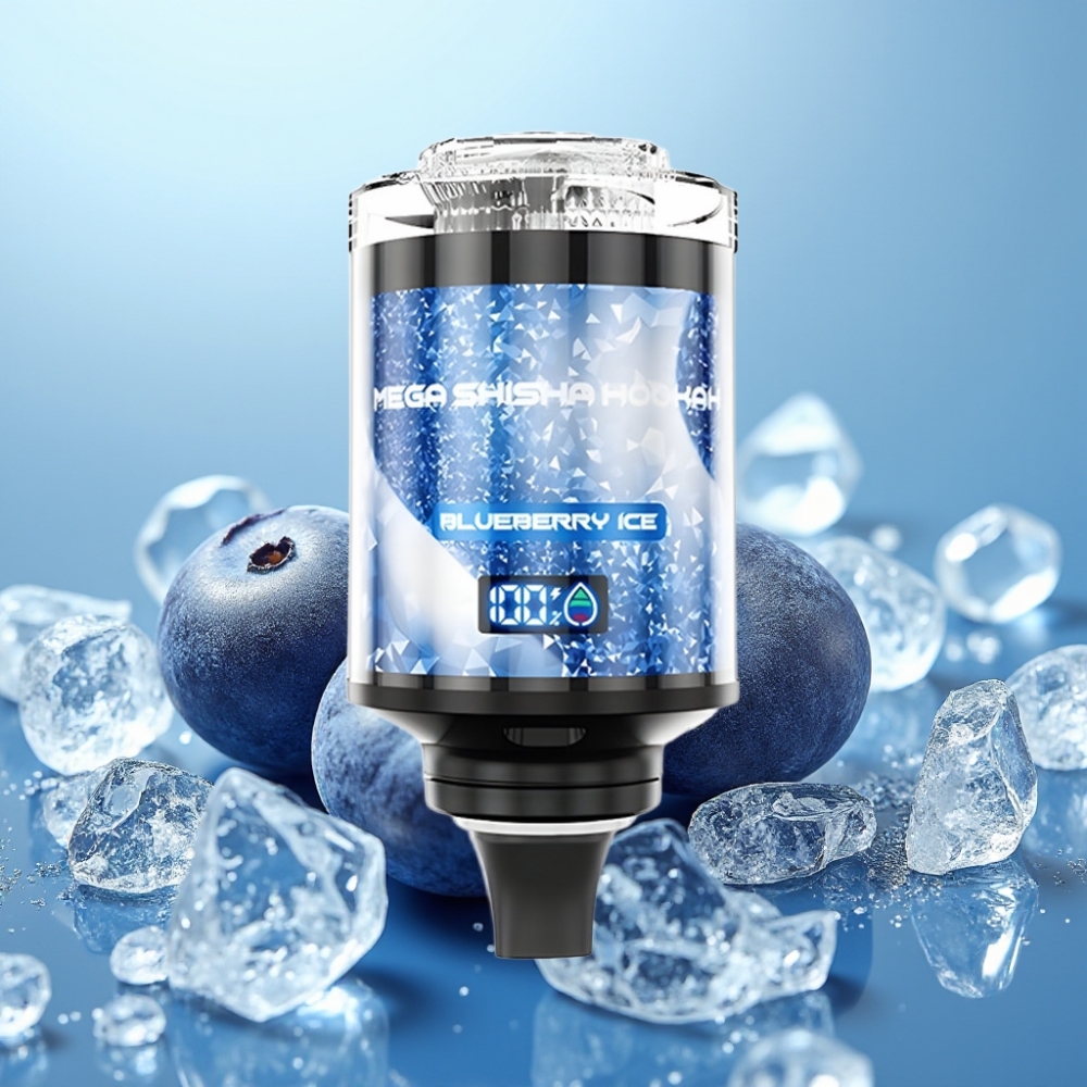 JNR Mega Shisha Hookah 100K 60ml Batería 2200mAh Tipo-C Aire Ajustable Helado de Arándano Azul